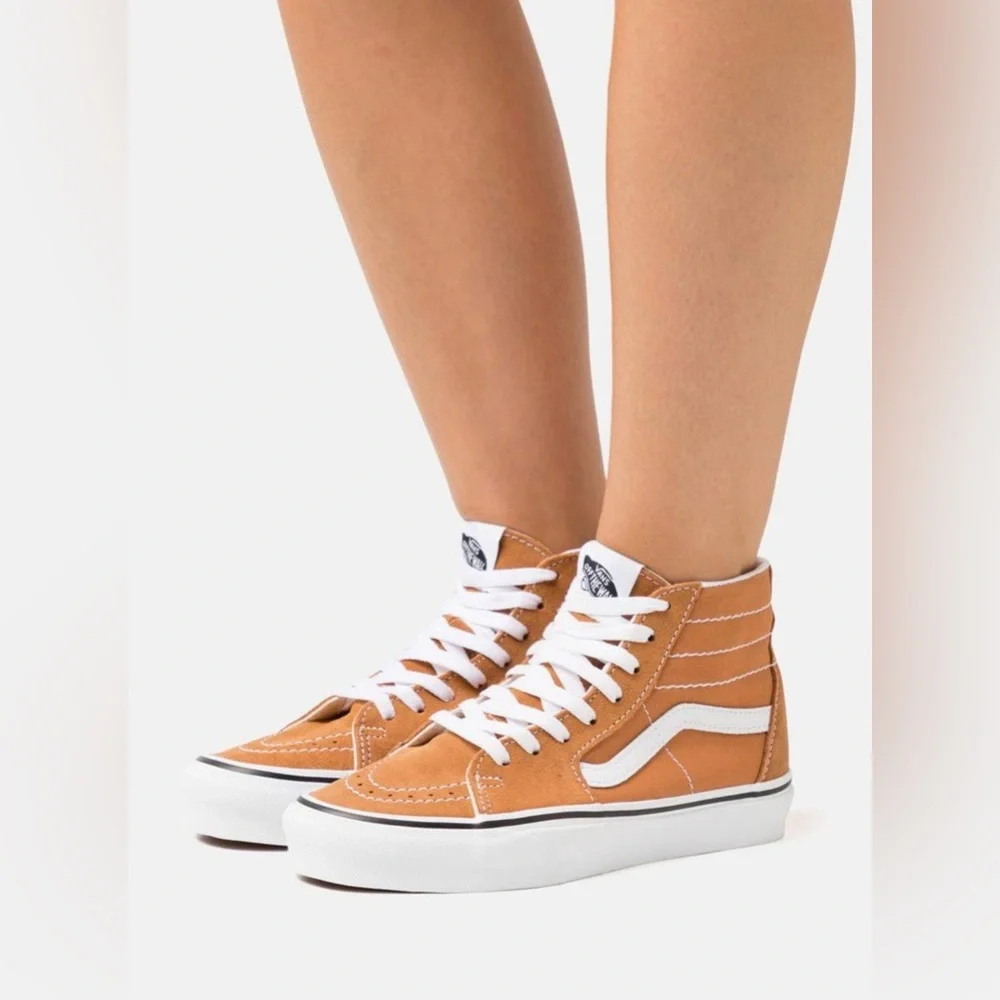 NWT VANS Sk8 Hi Shoe-Golden Brown/True White no box 8 1/2 - Picture 3 of 10